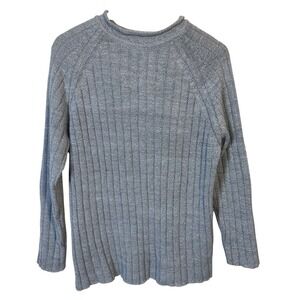 Mountain Lake Sweater Womens Blue Gray Roll Neck Ribbed Knit Crew Neck Vintage